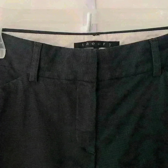 THEORY Black Cotton Wide-Leg Trouser Pants - Picture 5 of 6